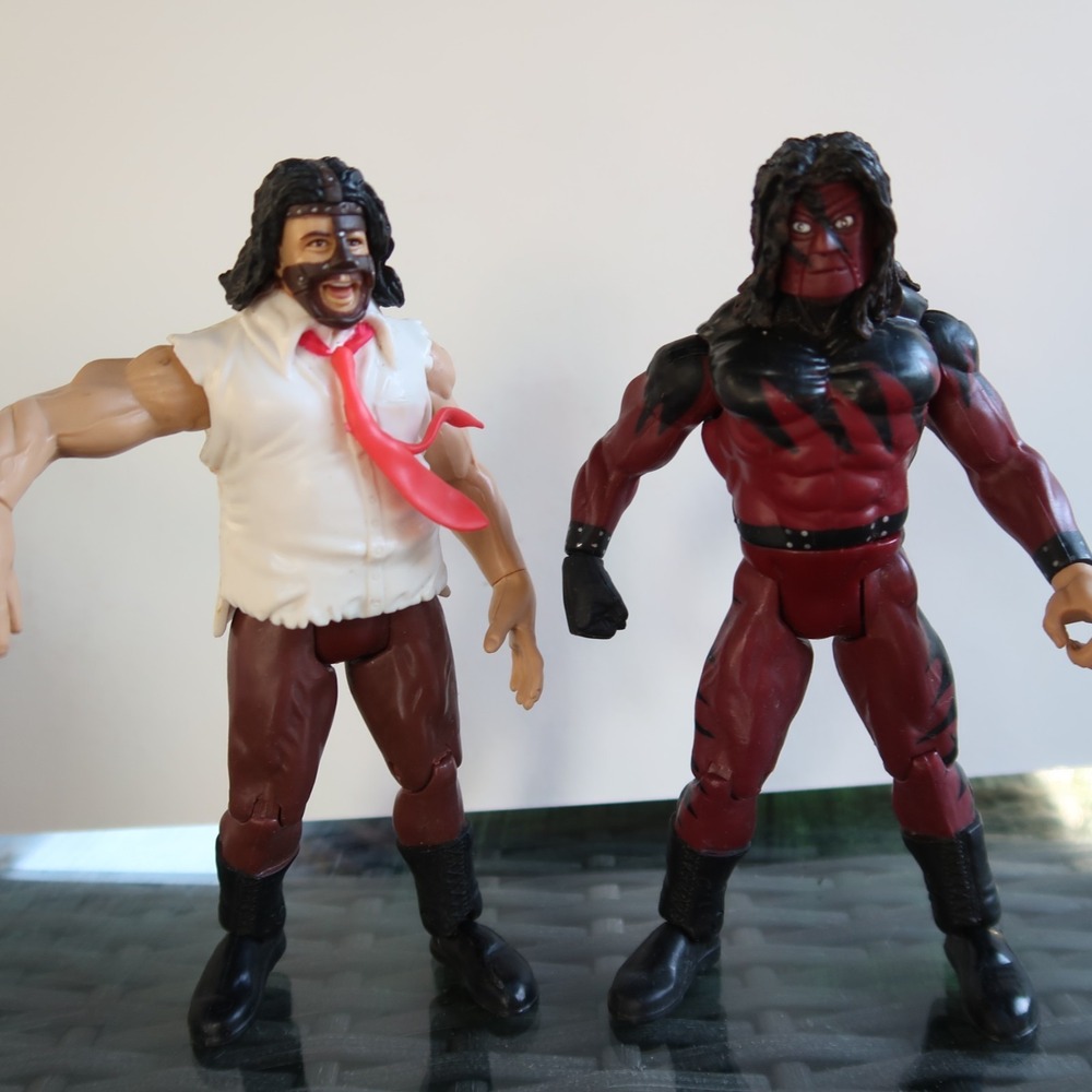 Kane vs Mankind Mick Foley Wrestling Figure Vintage lot‎ WWF 90s WWE